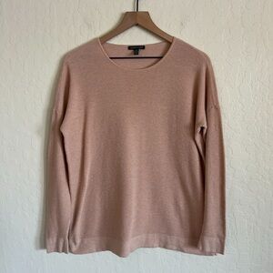 Eileen Fisher Organic Cotton Silk Waffle Thermal Crewneck Sweater Top Small